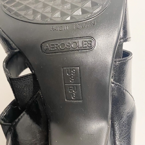 Aerosoles Heelrest Black Strappy Leather Open Toe Heels - Picture 7 of 7